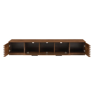 TV Stand With LED Lighting, Soft Closing Hinges, Cable Management - Walnut