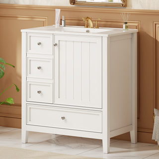 Modern Bathroom Vanity With Sink, 1 Cabinet & 3 Drawers