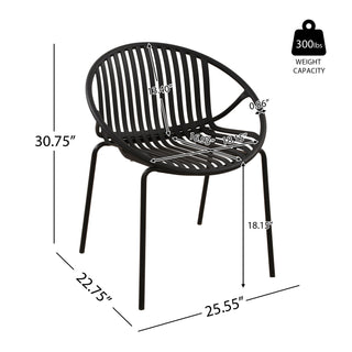 Stackable Outdoor Chairs With Breathable Plastic Backrest (Set of 2)