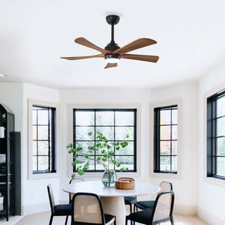5 Blades Ceiling Fan With Lights Remote Control - Matte Black
