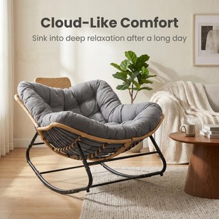 Oversized Papasan Rocking Chair Outdoor With Thick Cushion