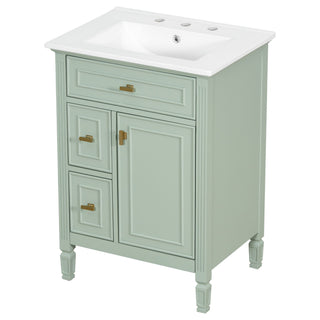 Modern Bathroom Vanity With Sink, Flip Drawer, 2 Drawers, Adjustable Shelf