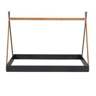 Full Size Tent Floor Bed With Triangle Structure, Low Profile Design - Black / Brown