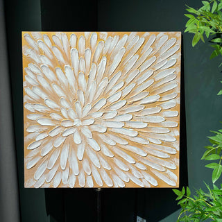 Textured Floral Canvas Wall Art, Hand Painted Thick Impasto Flower Painting (Set of 2) - Antique White