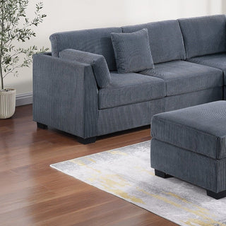 Contemporary L - Sectional Sofa Set With Ottoman And Pillows