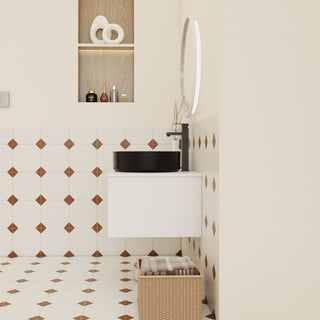 Floating Bathroom Vanity With Glossy Round Vessel Sink
