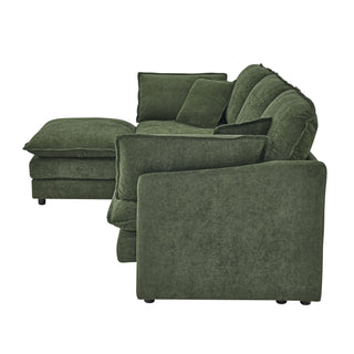 L-Shaped Sectional Sofa With Ottoman, Convertible 4 Seater Couch
