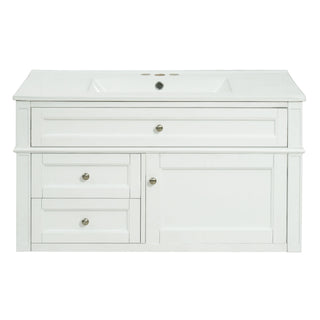 Modern Wall Mounted Floating Cabinet With Double Drawer And Sink