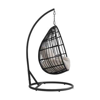 Playa - Swing Egg Chair With Base And Pillar - Dark Gray / Beige