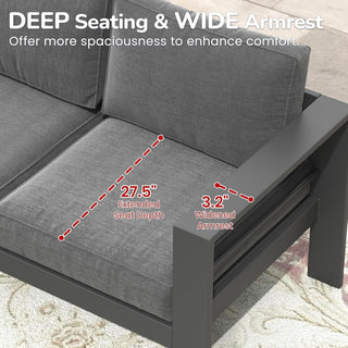 All Weather Patio Loveseat With Thick Cushions - Gray / Gray