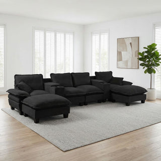 Modular Cloud Couch Sofa With Cup Holders & Storage, USB Port