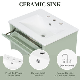 Freestanding Bathroom Vanity With Sink, 3 Drawers & Flip-Out Drawer