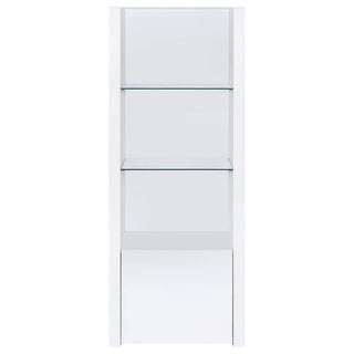 Lance - 3 Shelf Media Tower With Shelves And Hidden Cabinet - Gloss White