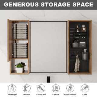 41.3" Wall Mounted Cabinet With Storage, Medicine Cabinet With Door And Adjustable Shelves - Imitative Oak