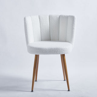 Modern Dining Chair (Set of 2) With Iron Tube Wood Color Legs, Shorthair Cushions And Comfortable Backrest, Suitable For Dining Room, Living Room, Cafe, Simple Structure