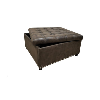 Tufted Storage Ottoman - Dark Brown