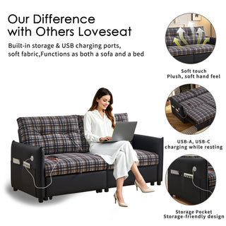 Sleeper Sofa, Expandable Sectional With Ottoman For Living Room