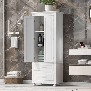 Tall Storage Cabinet With 2 Drawers For Bathroom