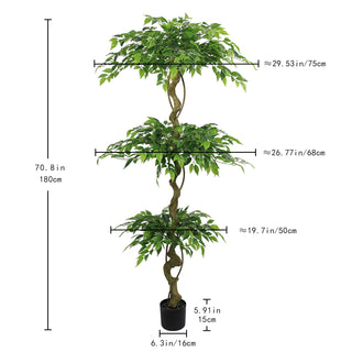 Artificial Ficus Tree With Pot For Home Decor Indoor Plant - Green