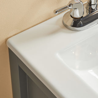 Fully Assembled 18'' Freestanding Single Bathroom Vanity With Ceramic Top - Gray