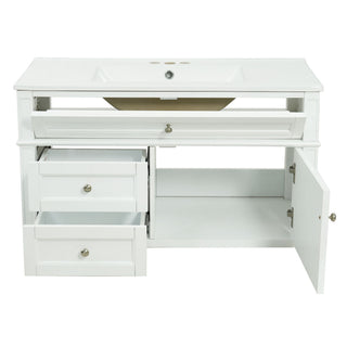 Modern Wall Mounted Floating Cabinet With Double Drawer And Sink