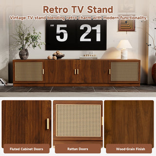 78" TV Stand For TVs Up To 85", Media Console, Adjustable Shelves - Walnut