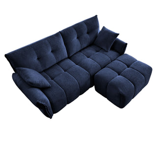 Sofa Set With Ottoman And Pillows, Textured, High Resilience Cushions