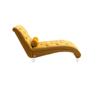Chaise Lounge Indoor, Button Tufted Upholstered Chaise Lounge Chair With Pillow
