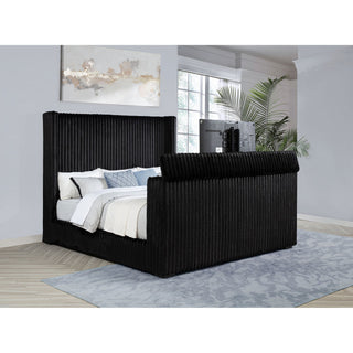 Lyman - Eastern King Wingback TV Bed With Integrated TV Lift And Power Strip - Black