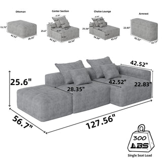 Modern Oversized Diy Combination Modular Sectional Sofa & Pillows