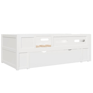 Platform Bed With Guardrail And Drawer