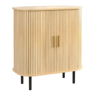 Fluted Wine Bar Cabinet With 8 Grid Wine Rack, 5 Level Adjustable Shelves, 2 Glass Holders