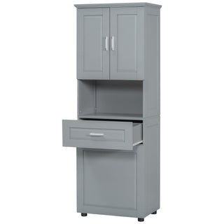 Tall Bathroom Cabinet With Tilt-Out Laundry Basket And Upper Storage