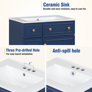 Transitional Style Bathroom Vanity Cabinet With Ceramic Sink