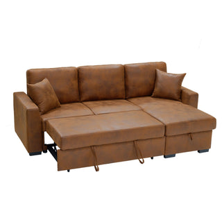Upholstered Sectional With Pull-Out Bed And Chaise Storage