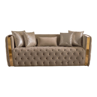 Naomi - Button Tufted Sofa - Taupe