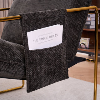 Upholstered Hanging Armchair With Arm Pocketsmetal Frame (Set of 2), Plated Craftsmanship, Crushed Foam Cushions And Skin-Friendly Woven Fabric For Living Room And Bedroom