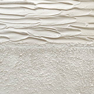 Framed Abstract Wall Art, Thick Textured Canvas Painting With Stone Accents (Set of 2) - Antique White