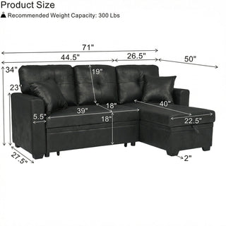 Sectional Sofa With Pull Out Bed, Reversible Chaise
