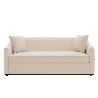 3 Seater Sofa With Wrap Around Armrests And Throw Pillows, For Living Room - Oatmeal