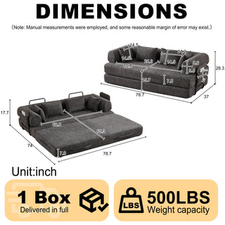 Convertible Sleeper Sofa Bed With Cylindrical Pillow