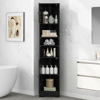 Multi Functional Corner Cabinet With Adjustable Shelves And 2 Doors