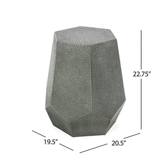 Modern Hammered Iron Geometric End Table