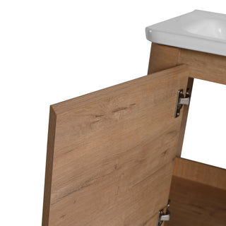 Wall Mounted Bathroom Vanity & Sink, Storage Shelves & Soft Close Door