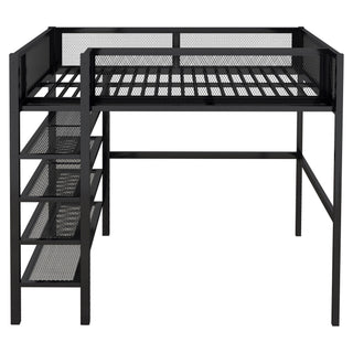 Loft Bed With 4 Tier Shelves And Storage