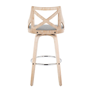 Charlotte - Farmhouse Fixed Height Bar Stool With Swivel And Round Footrest (Set of 2)