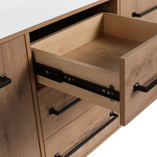 60" Freestanding Bathroom Vanity With Soft Close Doors And Drawers, (Vanity Only) - Imitative Oak