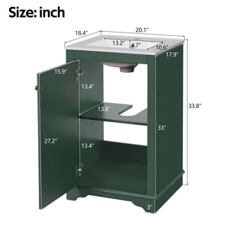Bathroom Vanity With Sink, Freestanding Single Cabinet Set, Soft Close Door, Adjustable Shelf