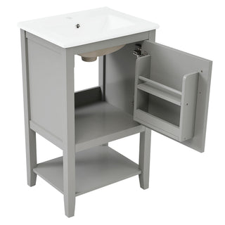 Modern Bathroom Vanity With Sink, Soft-Closing Door And Open Shelf