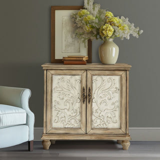 Driscoll - 2 Door Cabinet With Floral Design - Reclaimed Natural
